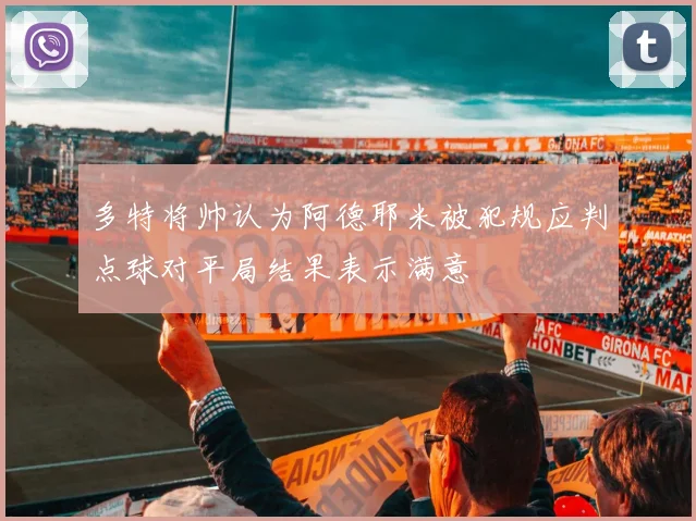 多特将帅认为阿德耶米被犯规应判点球对平局结果表示满意
